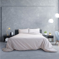 Funda Duvet  Matrimonial / Queen Rayas Blanco con 100% Algodón Home Nature