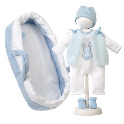 Conjunto Mameluco Blanco + Complementos Azul para Muñeco Llorens