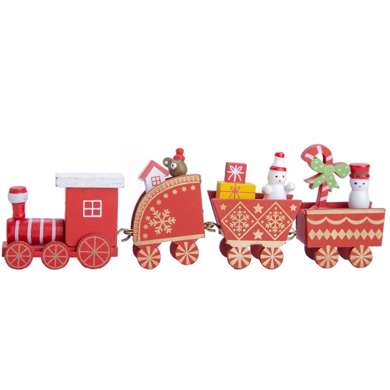 Figura Decorativa Edición Navidad Tren Rojo y Dorado 4 Piezas Running Decora
