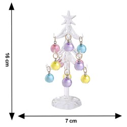Figura Decorativa Árbol de Navidad Diseño Vidrio 15 cm con Esferas Color Pastel Running Decora