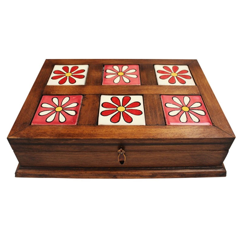 Caja alhajera Viejo Arte 6 azulejos 5 x 5 - Artesanía