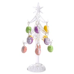 Figura Decorativa Árbol de Navidad Diseño Vidrio 15 cm con Esferas de Búhos Running Decora