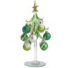 Figura Decorativa Árbol de Navidad Diseño Vidrio 20 cm con Esferas Verdes y Plateadas Running Decora