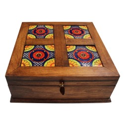 Caja alhajera Viejo Arte 4 azulejos 5 x 5 - Artesanía