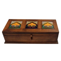 Caja alhajera Viejo Arte 3 azulejos 5 x 5 - Artesanía