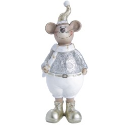 Figura Decorativa Edición Navidad Ratón Gorro Dorado 23 cm Running Decora