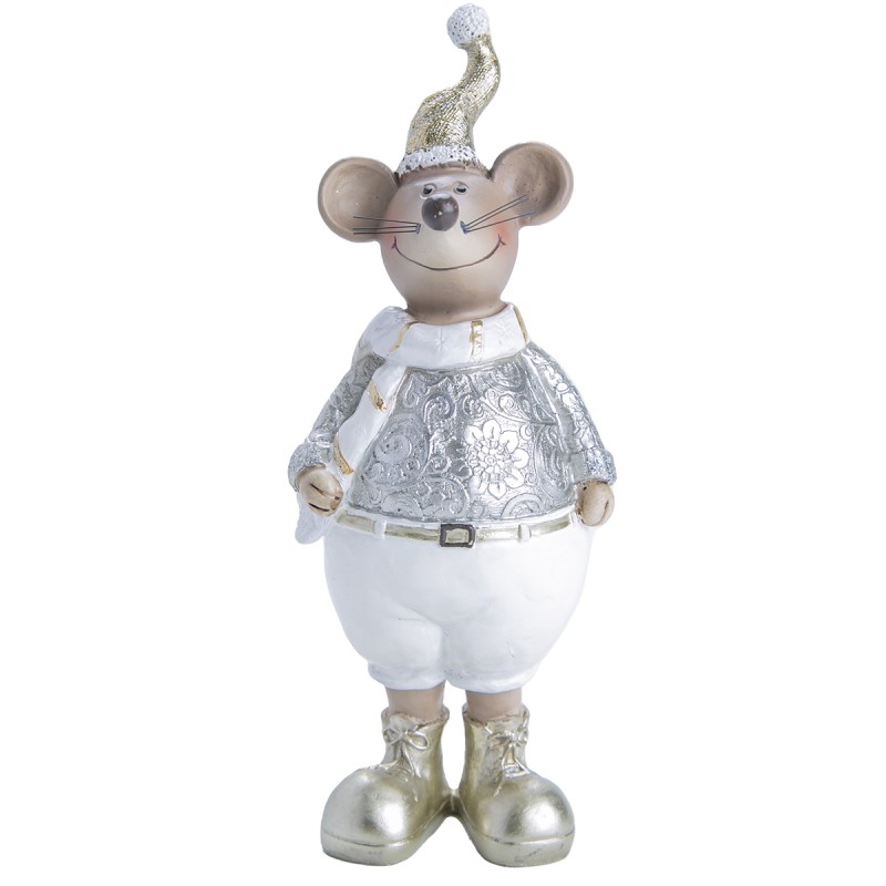 Figura Decorativa Edición Navidad Ratón Gorro Dorado 23 cm Running Decora