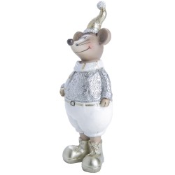 Figura Decorativa Edición Navidad Ratón Gorro Dorado 23 cm Running Decora