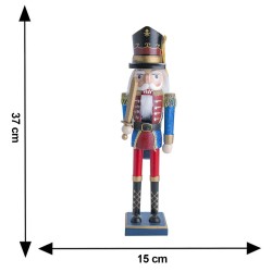 Figura Decorativa Edición Navidad Cascanueces Azul Glitter y Rojo 38 cm con Espada Running Decora