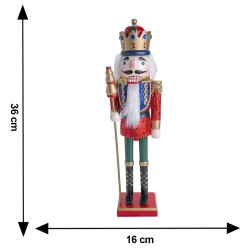 Figura Decorativa Edición Navidad Cascanueces Rojo Glitter 38 cm con Corona y Lanza Running Decora