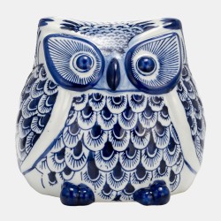 Figura Decorativa Diseño Moderno Búho Enigmático Azul con Blanco Sagebrook