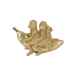 Figura Decorativa Diseño Moderno Monos sobra Banana Dorado Sagebrook