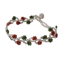 Pulsera Artesanal Trenzado Rama con Flor Edición Fiestas Patrias Tricolor Chaquira