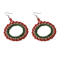 Aretes Artesanales Tejido Circular Edición Fiestas Patrias Tricolor Chaquira