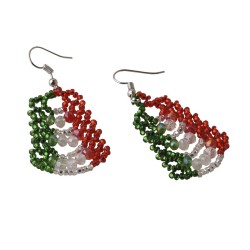Aretes Artesanales Tejido Cascada Edición Fiestas Patrias Tricolor Chaquira