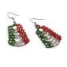 Aretes Artesanales Tejido Cascada Edición Fiestas Patrias Tricolor Chaquira