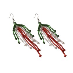 Aretes Artesanales Largos Edición Fiestas Patrias Tricolor Chaquira