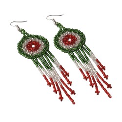Aretes Artesanales Diseño Atrapasueños Edición Fiestas Patrias Tricolor Chaquira