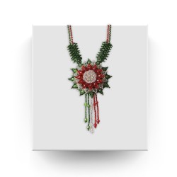 Collar Artesanal Flor Edición Fiestas Patrias Tricolor Chaquira