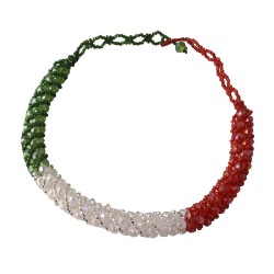 Collar Artesanal Estilo Gargantilla Edición Fiestas Patrias Tricolor Chaquira