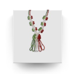 Collar Artesanal 7 Flores Edición Fiestas Patrias Tricolor Chaquira