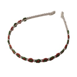 Diadema Artesanal Flores Grandes Edición Fiestas Patrias Tricolor Chaquira
