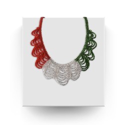 Collar Artesanal Cascada Edición Fiestas Patrias Tricolor Chaquira