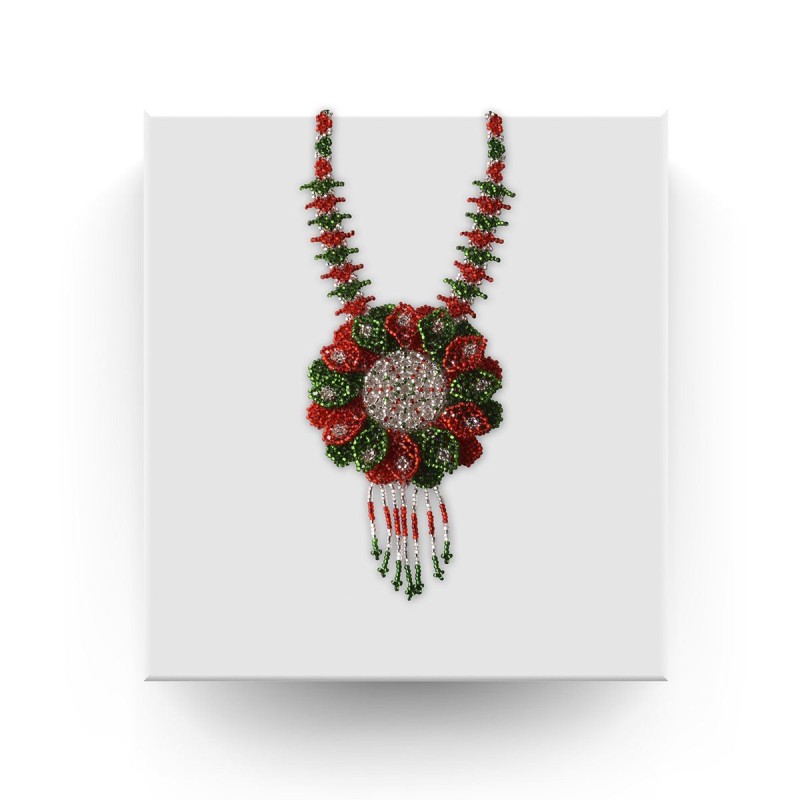 Collar Artesanal Girasol Edición Fiestas Patrias Tricolor Chaquira