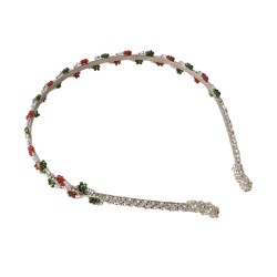 Diadema Artesanal Flores Pequeñas Edición Fiestas Patrias Tricolor Chaquira