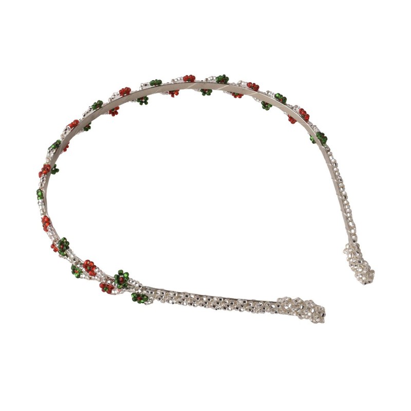 Diadema Artesanal Flores Pequeñas Edición Fiestas Patrias Tricolor Chaquira
