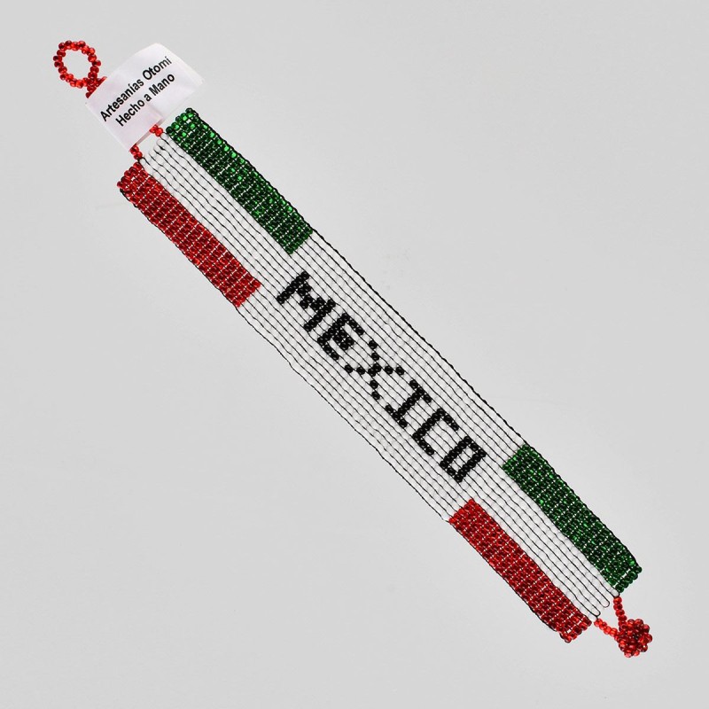 Pulsera Artesanal Tejida México Edición Fiestas Patrias Tricolor Chaquira
