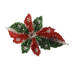 Broche Artesanal Flor Grande Edición Fiestas Patrias Tricolor Chaquira