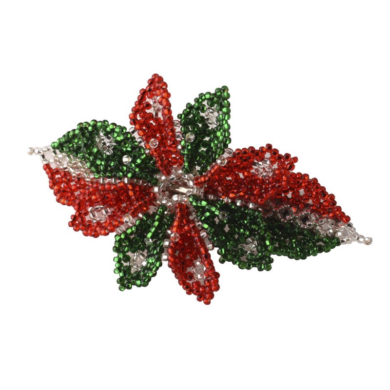 Broche Artesanal Flor Grande Edición Fiestas Patrias Tricolor Chaquira