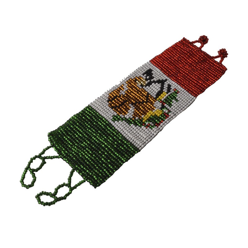 Pulsera Artesanal Tejida Escudo Nacional Edición Fiestas Patrias Tricolor Chaquira