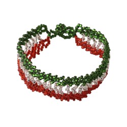 Pulsera Artesanal Tejida Edición Fiestas Patrias Tricolor Chaquira