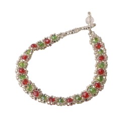 Pulsera Artesanal Trenzado Delgado con Cuenca Edición Fiestas Patrias Tricolor Chaquira
