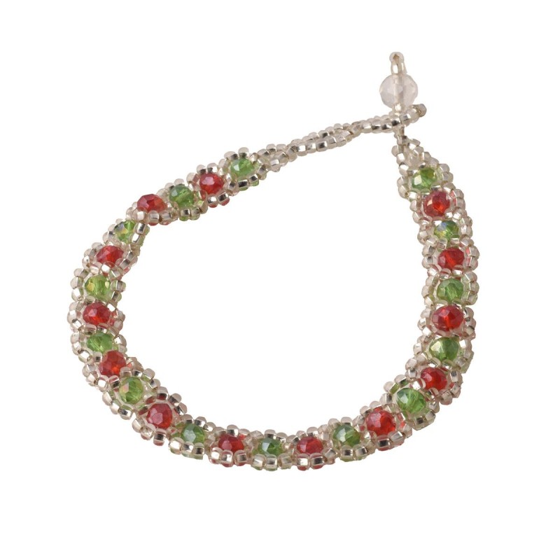 Pulsera Artesanal Trenzado Delgado con Cuenca Edición Fiestas Patrias Tricolor Chaquira