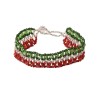 Pulsera Artesanal Tejida Doble Cristal Edición Fiestas Patrias Tricolor Chaquira