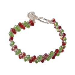 Pulsera Artesanal Trenzada Cristal Rayas Edición Fiestas Patrias Tricolor Chaquira