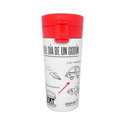 Vaso Térmico Steiner Acero Inoxidable Divertido Diseño Blanco-Rojo 350 ml