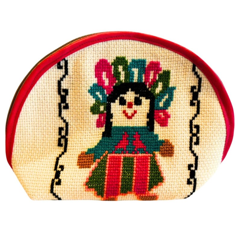 Cosmetiquera Muñeca Artesanal Bordada