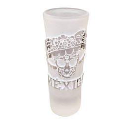 Vaso Tequilero Cristal Diseño Artesanal Grabado Calavera 2oz