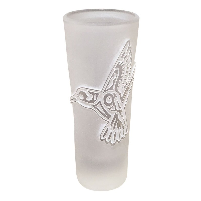 Vaso Tequilero Cristal Diseño Artesanal Grabado Colibrí 2oz