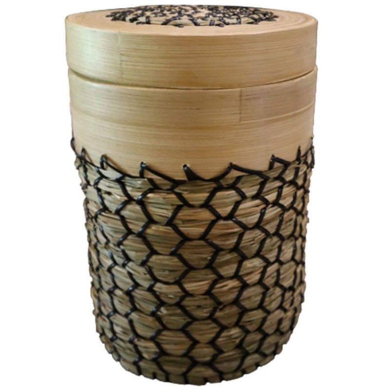 Home Nature Cesta con Tapa de Bambú Mediana