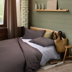 Funda Duvet King Rayas Gris 100% Algodón 110G Home Nature