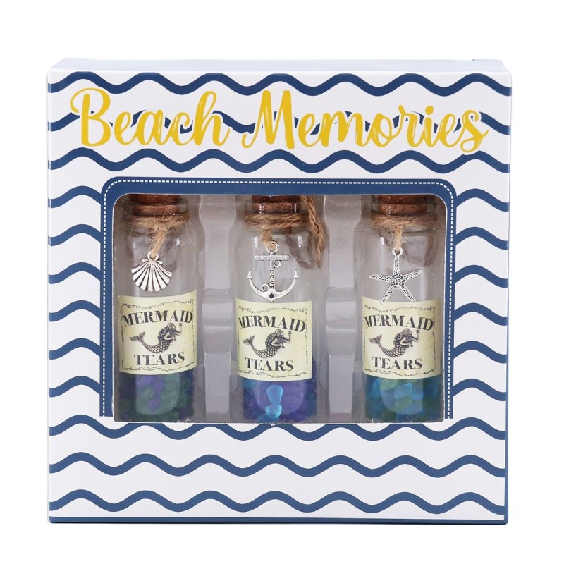 Set Botellas Náuticas Decorativas Diseño Conchita, Ancla y Estrella de Mar