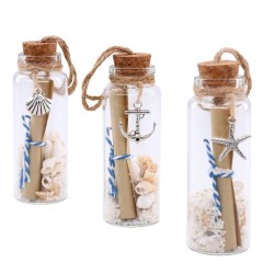 Set Decorativo Mensaje en una Botella Náutica Diseño Conchita, Ancla y Estrella de Mar