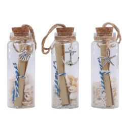 Set Decorativo Mensaje en una Botella Náutica Diseño Conchita, Ancla y Estrella de Mar