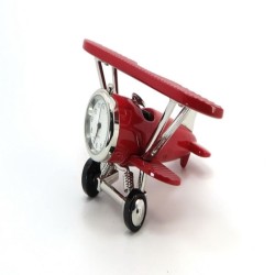 Figura Decorativa Reloj Biplano Rojo