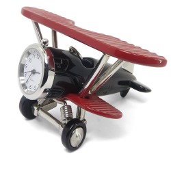 Figura Decorativa Biplano Negro con Alas Rojas